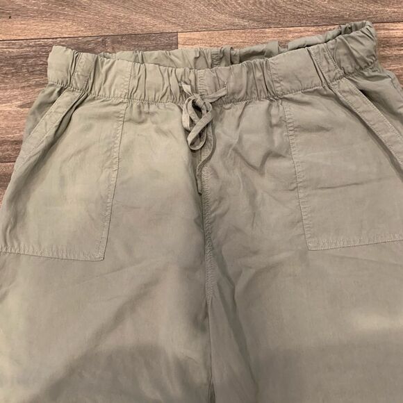 Thread & Supply Paperbag Waist Wide Leg Crop Pants Size XXL Olive Green - Picture 2 of 5